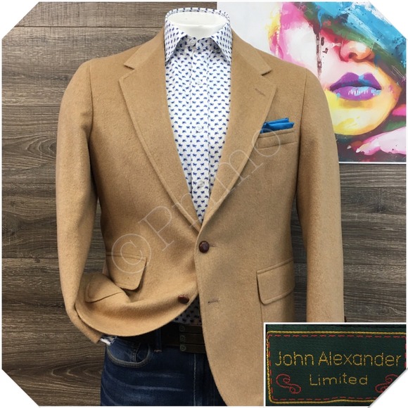 VINTAGE Men Camel Hair Blazer Sport Coat Casual Jacket Size 42S Classic Suit
